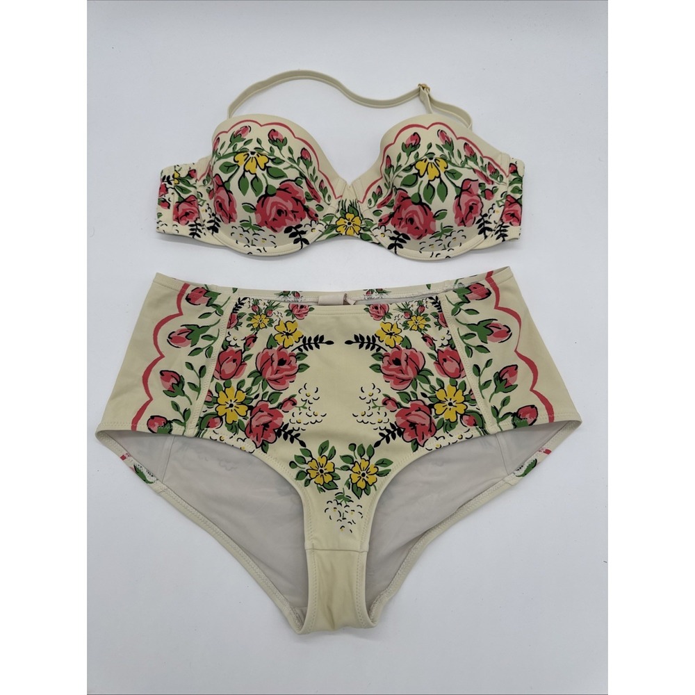 Tory Burch Bikini Set Womens Top Medium Underwire Bottom Small  Two Piece Floral
